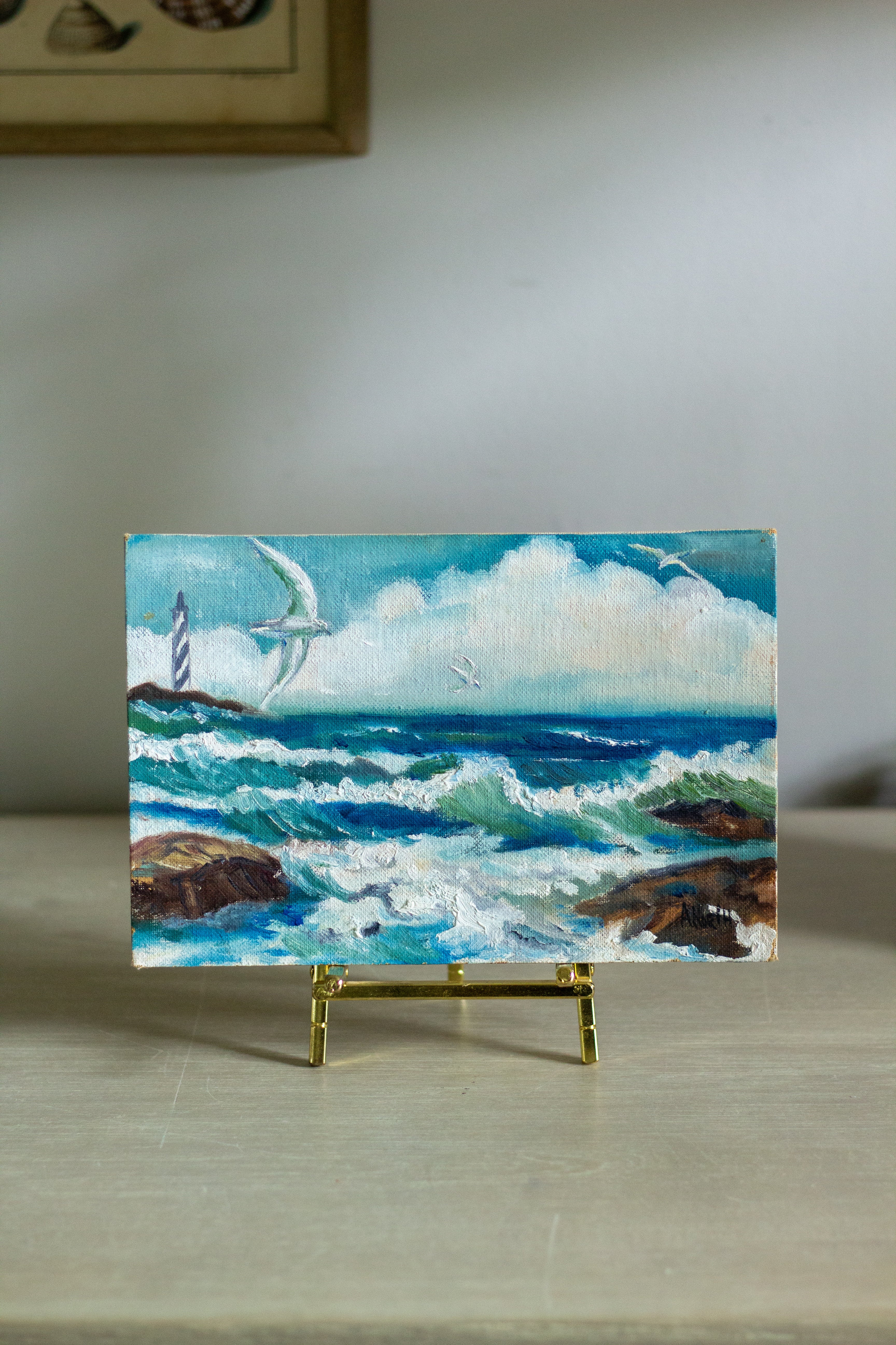 Small vintage seascape painting