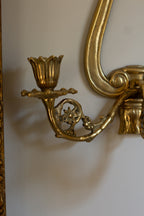 pair brass floral wall sconces