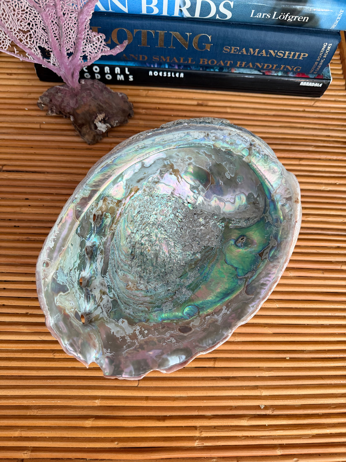 abalone shell with vintage matchbooks