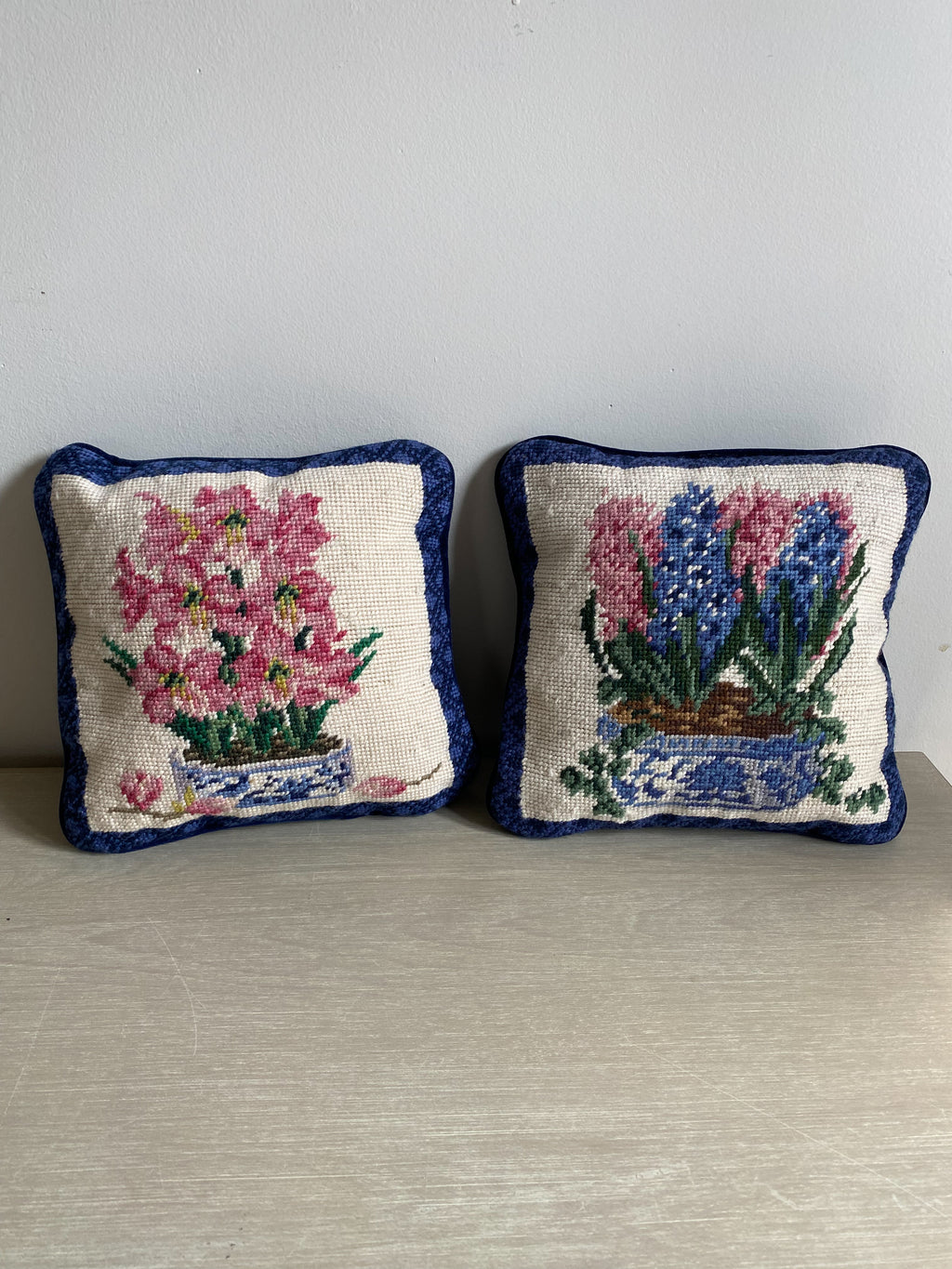 Needlepoint floral pillows