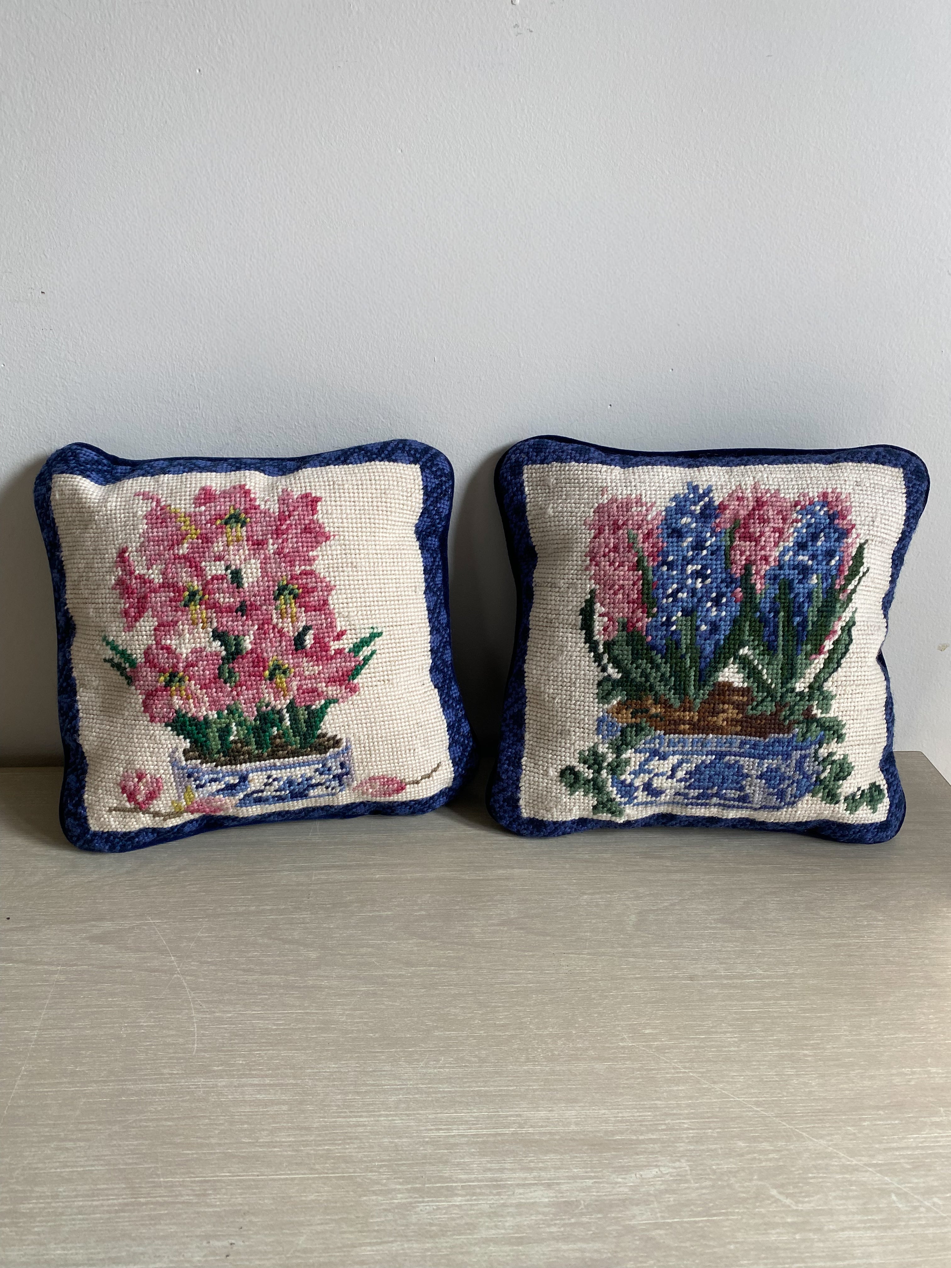 Needlepoint floral pillows