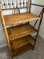 Vintage scorched bamboo etagere