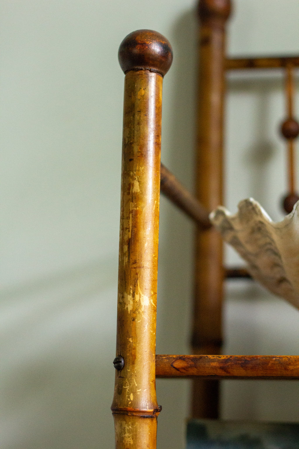 Vintage scorched bamboo etagere