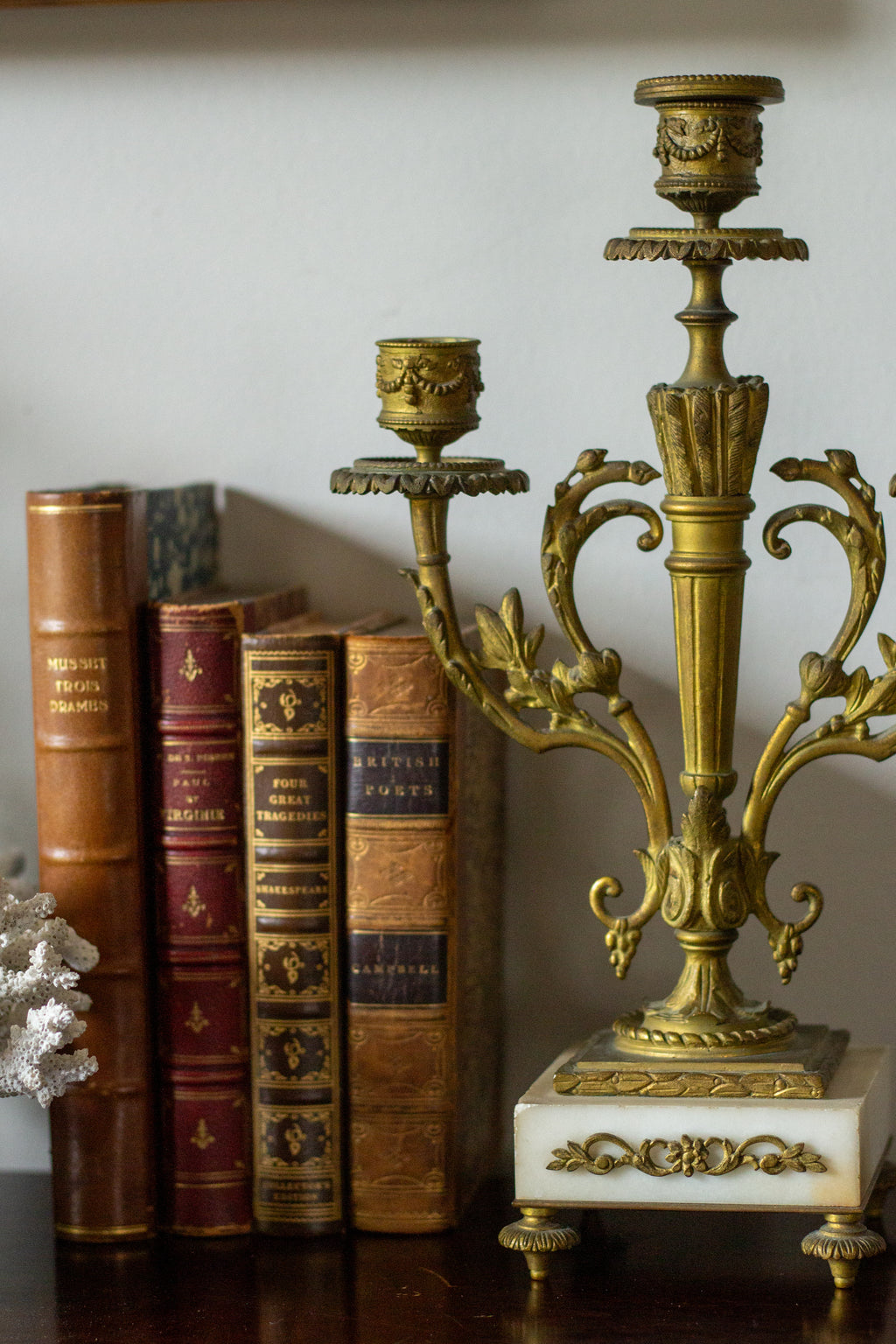 antique three-arm candelabras