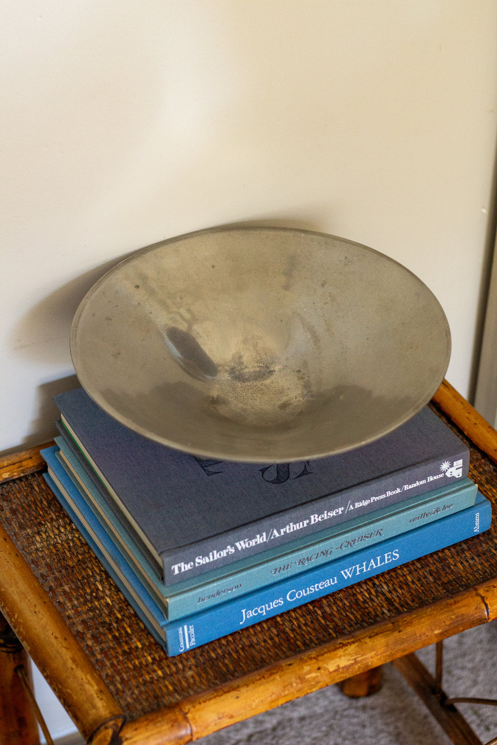 vintage footed pewter bowl