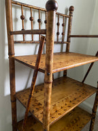 Vintage scorched bamboo etagere