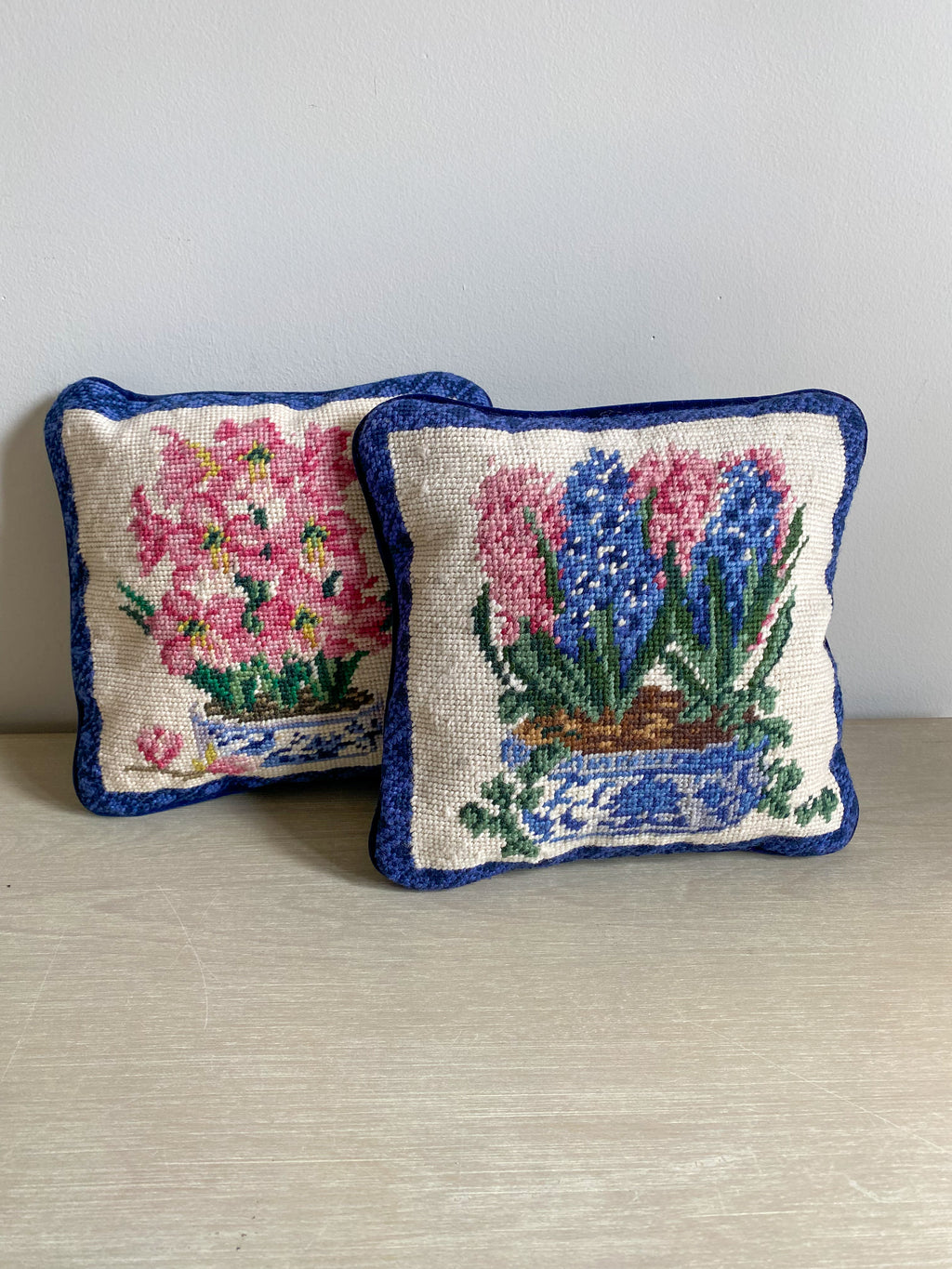 Needlepoint floral pillows