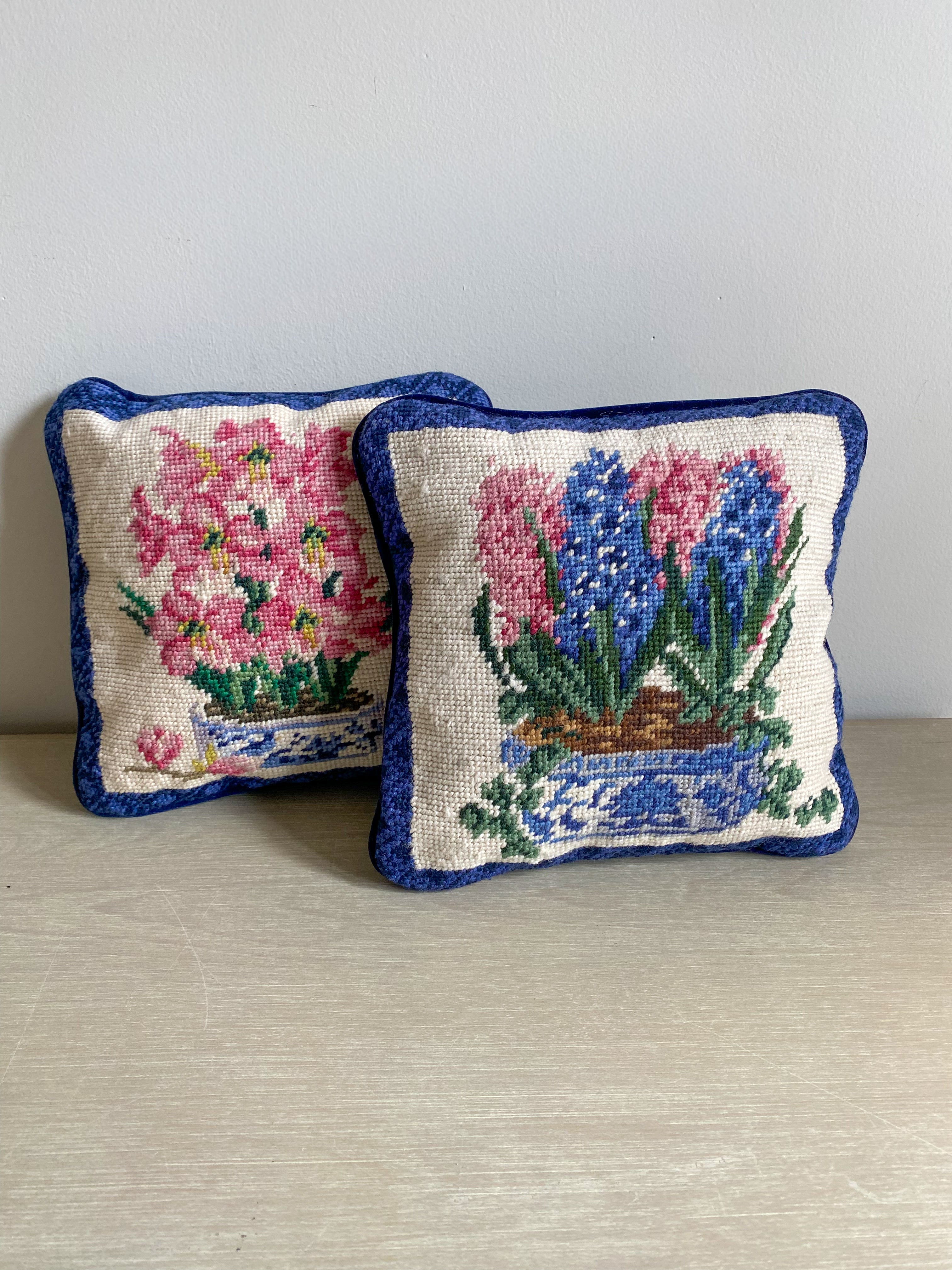 Needlepoint floral pillows