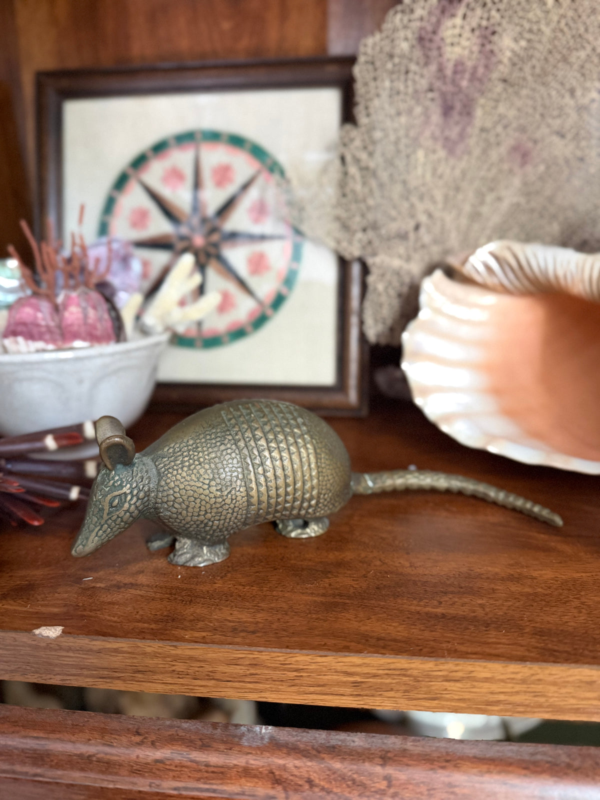 vintage brass armadillo