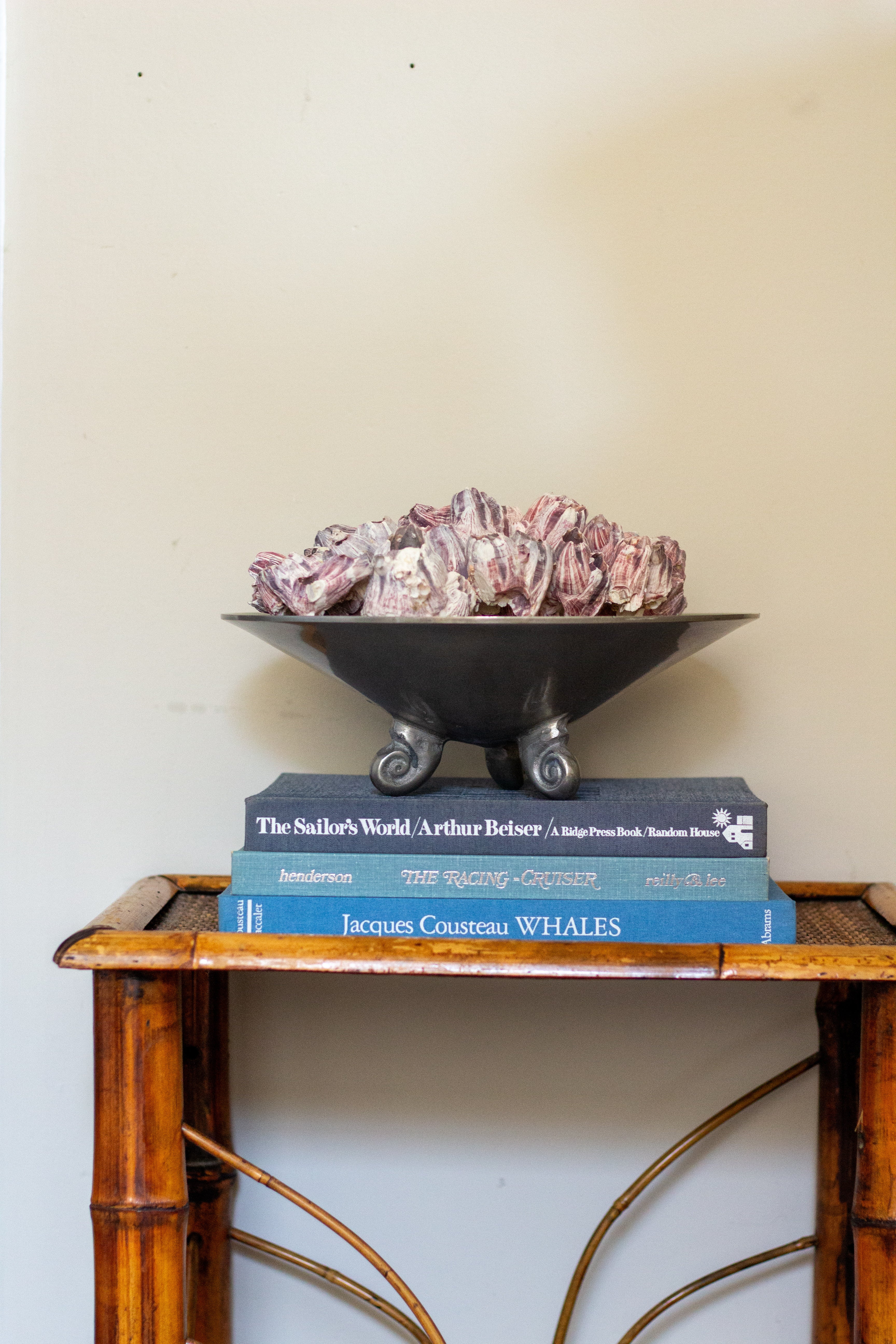 vintage footed pewter bowl