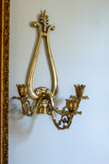 pair brass floral wall sconces