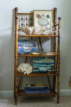 Vintage scorched bamboo etagere