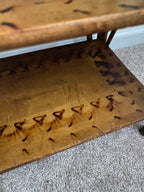 Vintage scorched bamboo etagere